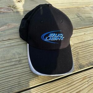 Bud Light Men’s Black Baseball Cap with Blue Logo